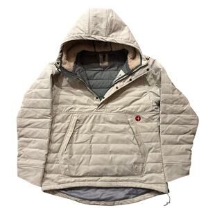 Relwen Men's Channel Anorak Light Stone Pullover Hooded Puffer Jacket Size Large